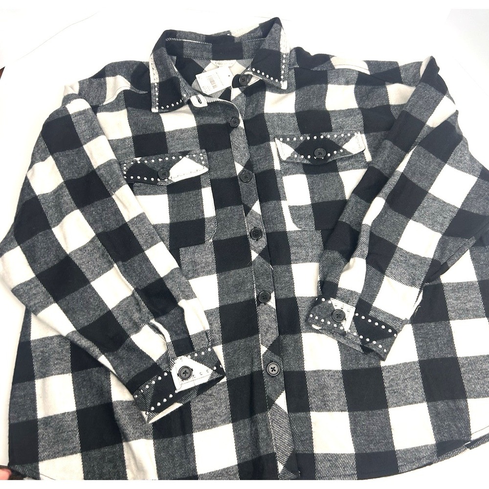 NWT Cato soft and super comfortable check print studded shacket/blouse size XL